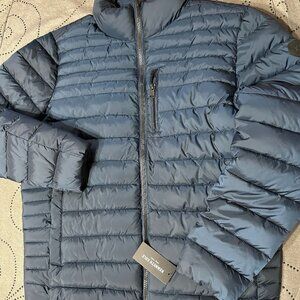 KENNETH COLE NEW YORK CASUAL PUFFER DARK BLUE FULL ZIP. JACKET SIZE L OR M MEN $
